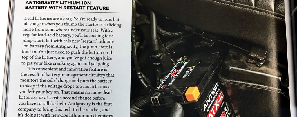Hot Bike Magazine Features Antigravity RE-START Battery