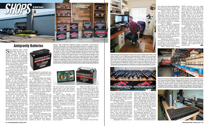 RoadRacing World Mag, Jan 2021 Spotlight: Antigravity Batteries