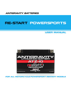 Antigravity Lithium RE-START Powersports Batteries Instruction Manual