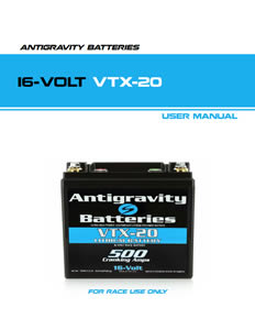 Antigravity VTX20 Lithium 16-Volt Battery Instruction Manual