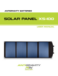 XS-100 Solar Panel User Instruction Manual