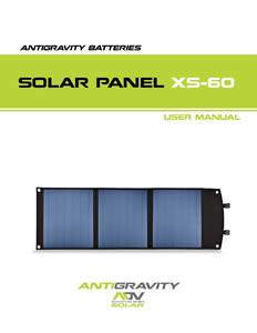 XS-60 Solar Panel User Instruction Manual