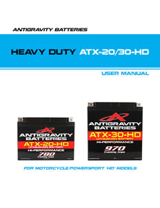 Antigravity Lithium HD (Heavy Duty) Powersports Batteries Instruction Manual
