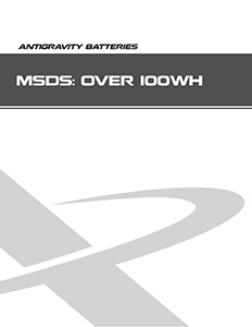MSDS for Small Case 16-cell, powersport models Over 100 Wh